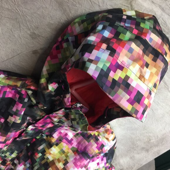 Burton Jacket Womens S Pink Dryride Pixel Geometric Snowboard Ski Parka Coat Zip - Picture 11 of 15
